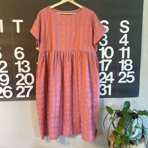 Offon Etsy seersucker checks dress Silvina size XXS/XS fits oversized cotton